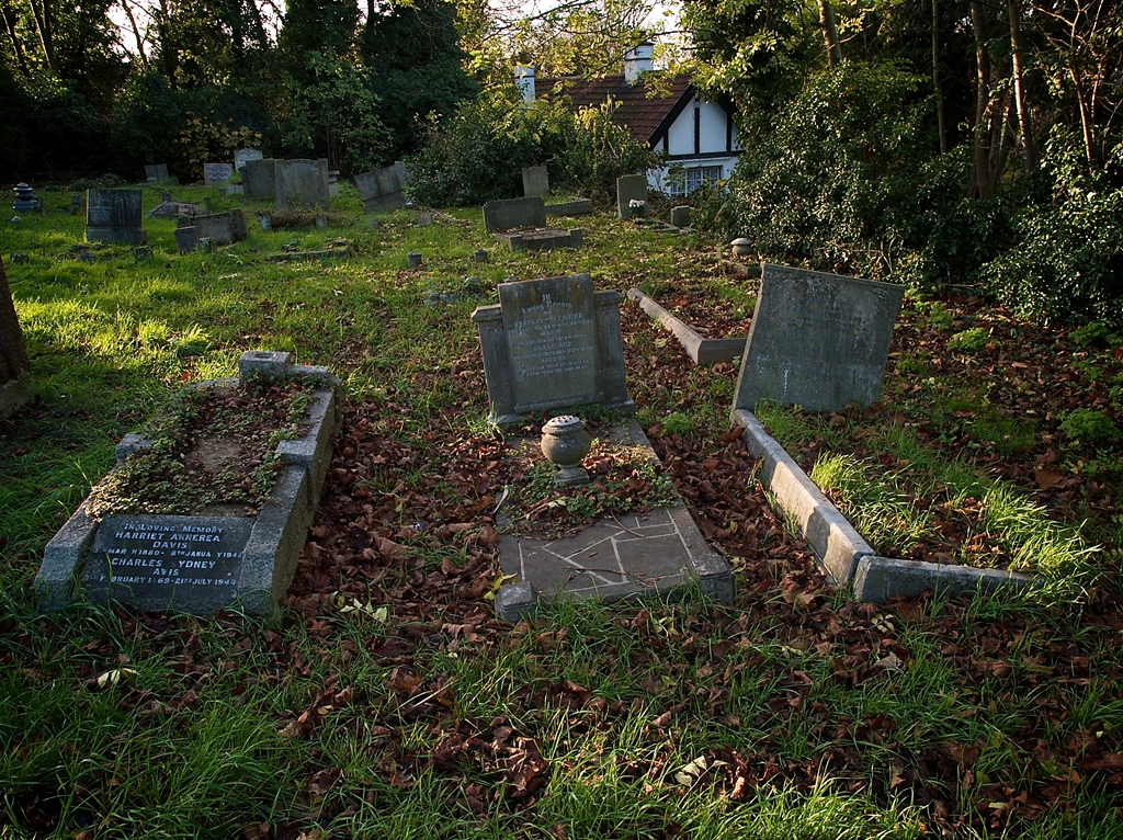 Old graves, overgrown and untended.
